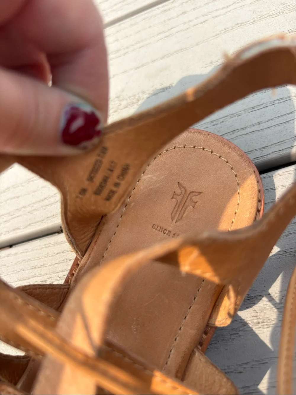 Frye Leather Lace-Up Gladiator Sandals Tan Boho Summer Size 7.5